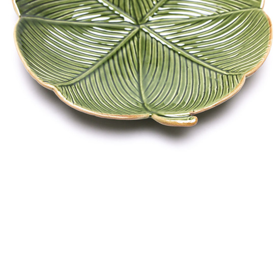 Imagem PRATO DECORATIVA DE CERAMICA BANANA LEAF VERDE 20X3CM LYOR