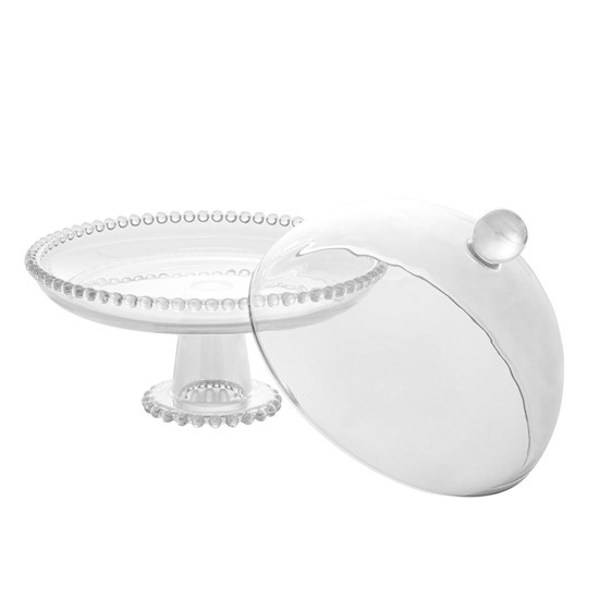 Imagem PRATO CRISTAL DE CHUMBO COM PÉ E TAMPA PEARL 20X18CM WOLFF