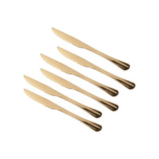 Imagem de CONJUNTO 6 FACAS PARA CHURRASCO DE AÇO INOX POSITANO DOURADO 23CM LYOR - Coliseu Presentes Ltda