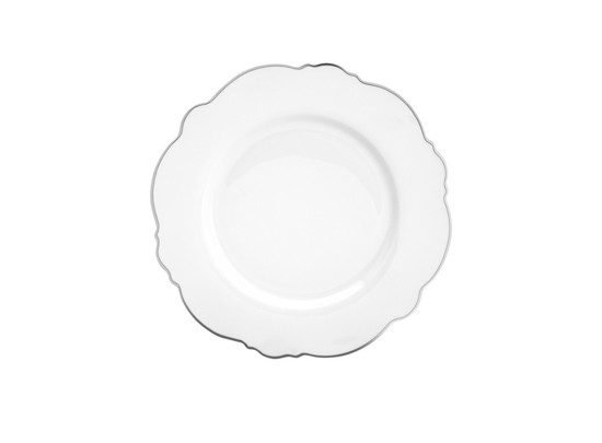 Imagem CONJUNTO 6 PRATOS SOBREMESA PORCELANA MALDIVAS BRANCO COM PRATEADO - WOLFF