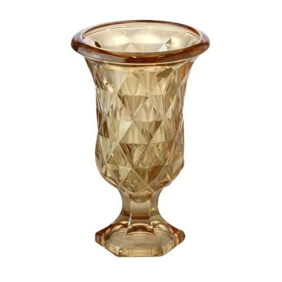 Imagem VASO COM PÉ DE VIDRO DIAMOND AMBAR METALIZADO 14,5X11,5CM LYOR