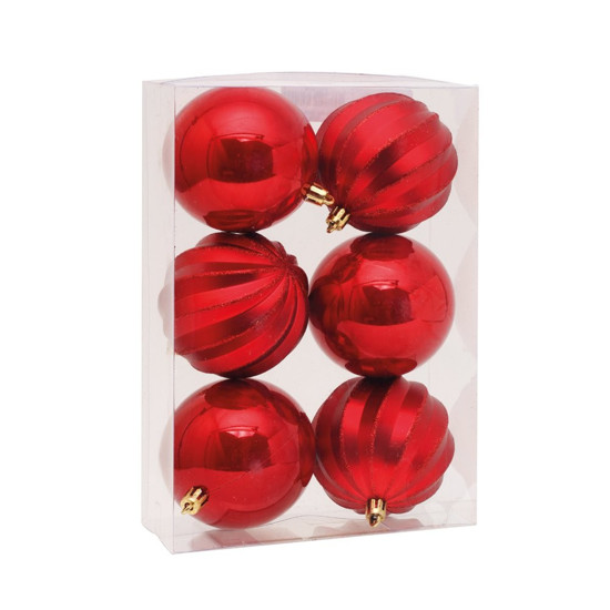 Imagem JOGO DE BOLAS GOMO LISAS VERMELHO 8CM COM 6 PEÇAS- CROMUS 