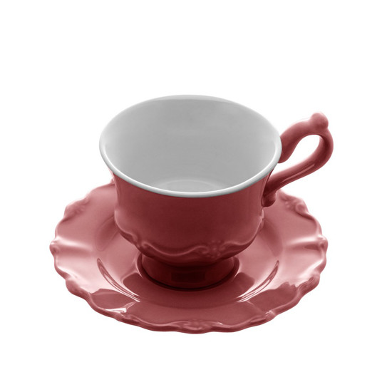 Conjunto de Bule para Chá /Café de porcelana Fancy wolff na cor rosa