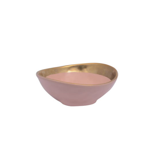 Imagem BOWL EM CERÂMICA NUDE COM BORDA DOURADA 16,5CM - HOME DESIGN 