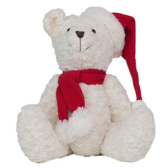 Imagem URSO DE PELÚCIA COM GORRO/CACHEC BRANCO E VERMELHO 50CM - CROMUS 