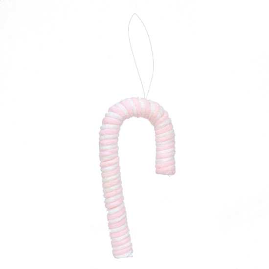 Imagem ENFEITE PARA PENDURAR CANDY CANE COR ROSA CLARO E BRANCO - CROMUS 