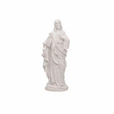 Imagem de ESCULTURA CORAÇÃO DE JESUS DE MARMORE 25CM COR BRANCO  - Santorini Dist De Art Religioso Ltda