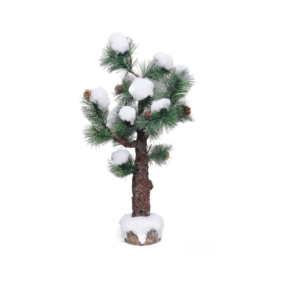 Imagem TOPIA MINI ÁRVORE NEVADA COM PINHAS COR MARROM, VERDE E BRANCO 45CM - CROMUS 