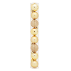 Imagem de JOGO DE BOLAS NATALINA EM TUBO COR DOURADO MATE, GLITTER E LISA 8 BOLAS DE 10CM - CROMUS  - Cromus Embalagens Ind. E Com. Ltda
