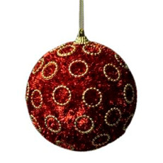 Imagem de JOGO DE BOLAS NATALINA DE PLÁSTICO COR VERMELHO R DOURADO 3 BOLAS DE 10CM - TOK DA CASA - Store Mania Comercio E Importacao Ltda