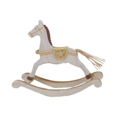 Imagem de CAVALO BALANÇO WOOD DECORATIVO COR BRANCO E DOURADO 21CM - TOK DA CASA  - Store Mania Comercio E Importacao Ltda