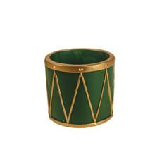 Imagem de VASO DECORATIVO DE CERÂMICA COR VERDE E DOURADO 11CM - TOK DA CASA  - Store Mania Comercio E Importacao Ltda