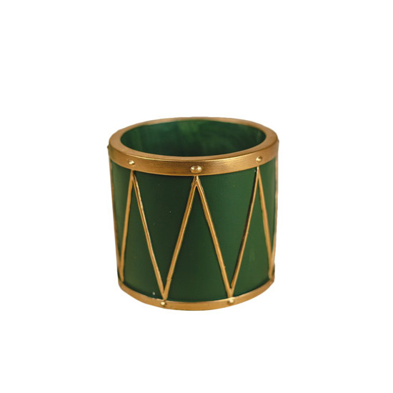 Imagem VASO DECORATIVO DE CERÂMICA COR VERDE E DOURADO 11CM - TOK DA CASA 