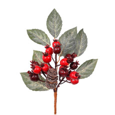 Imagem de HASTE PINHA E BERRIES NATALINO COR VERDE E  VERMELHO 18X35CM GRILLO 52141 - Grillo Ltda