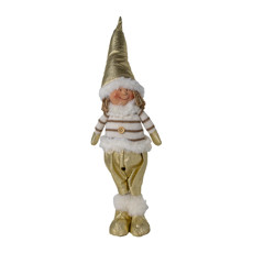 Imagem de BONECA EM PÉ DECORATIVA DE NATAL COR BRANCO E DOURADO 12X8X40CM - TOK DA CASA  - Store Mania Comercio E Importacao Ltda