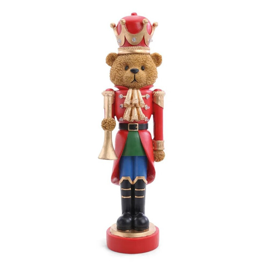 Imagem URSO SOLDADO DE CHUMBO DECORATIVO MOVIDO A 2 PILHAS AAA 45CM - CROMUS 