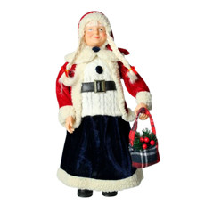 Imagem de MAMÃE NOEL DECORATIVO COM BOLSA XADREZ VERMELHO 30CM - TOK DA CASA  - Store Mania Comercio E Importacao Ltda