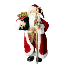 Imagem de PAPAI NOEL DECORATIVO EM PÉ COM SACO DE PRESENTES E CAJADO 80CM - TOK DA CASA  - Store Mania Comercio E Importacao Ltda