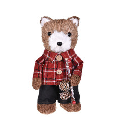 Imagem de ENFEITE URSO NATALINO PARA DECORAÇÃO COM CASACO XADREZ VERMELHO 11X11X14CM - GRILLO 50012  - Grillo Ltda