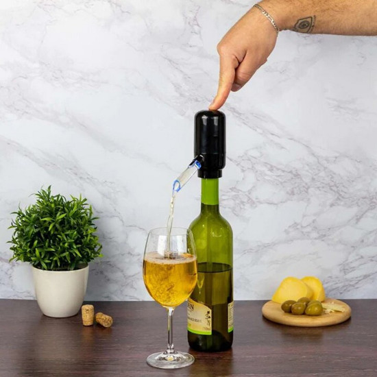 Imagem AERADOR E DISPENSER ELÉTRICO A PILHA PARA VINHO EM ABS E ACRÍLICO L5XP11XA12CM COR PRETA 