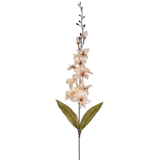 Imagem HASTE ORQUIDEA CETIM X 11 C FOLHAS  BEGE 82X10CM - GRILLO 30548