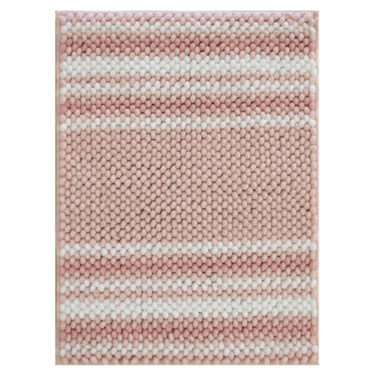 TAPETE ANTIDERRAPANTE POP LINE COR ROSA E BRANCO EM POLIÉSTER 30X120CM -  KACYUMARA - GRILLO<BR> - Grillo Home Decor