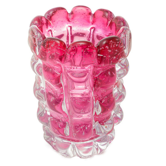 Imagem VASO DECORATIVO DE VIDRO ITALY ROSA 12CM X 17CM - LYOR