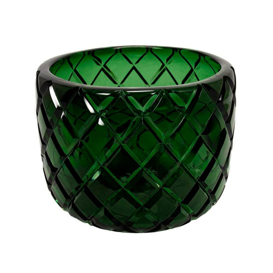 Imagem VASO DECORATIVO EM VIDRO COR VERDE P 23X23X17CM - LUCATTI 