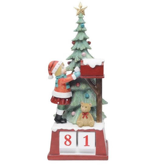 Imagem CALENDARIO DECORATIVO NATALINO CONTAGEM REGRESSIVA PARA O NATAL EM RESINA 18X19X50CM - CROMUS 