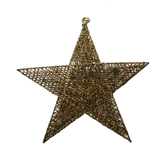 Imagem ESTRELA DECORATIVA NATALINA COR DOURADO COM GLITTER  EM FERRO 50X50CM - GRILLO 54966