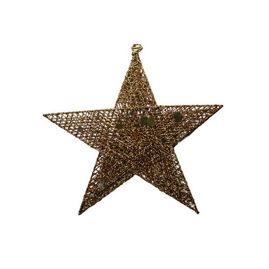 Imagem ESTRELA DECORATIVA NATALINA COR DOURADO COM GLITTER  EM FERRO 40X40CM - GRILLO 54965