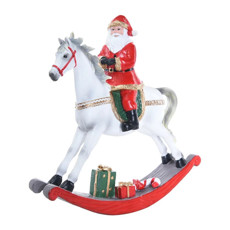 Imagem de CAVALO COM PAPAI NOEL E PRESENTES DECORATIVO EM RESINA 6X24X24CM  - Cromus Embalagens Ind. E Com. Ltda