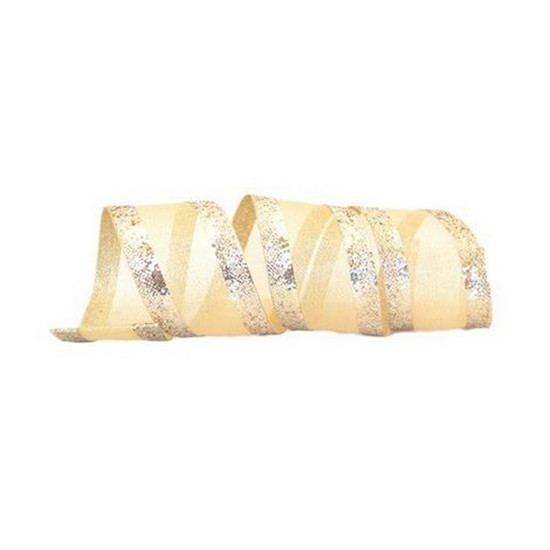 Imagem FITA DECORATIVA DE NATAL COR DOURADO COM GLITTER 6.3CMX9.14M - TOK DA CASA