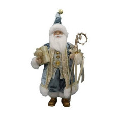 Imagem de PAPAI NOEL DECORATIVO EM PÉ COM PRESENTE COR AZUL E DOURADO 45CM - TOK DA CASA  - Oliver Comercio E Distribuicao De Artigo Domestico