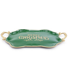 Imagem de BANDEJA MERRY CHRISTMAS COR VERDE E DOURADO 54X4,5X29CM - CROMUS  - Cromus Embalagens Ind. E Com. Ltda