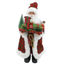 Imagem de PAPAI NOEL DECORATIVO COM PRESENTES COR VERMELHO, VERDE E DOURADO 50CM  - Cromus Embalagens Ind. E Com. Ltda