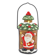 Imagem de LAMPARINA COM PAPAI NOEL E LED MOVIDO A PILHAS 2LR44 DE ARGILA 7X7X14CM - CROMUS  - Cromus Embalagens Ind. E Com. Ltda