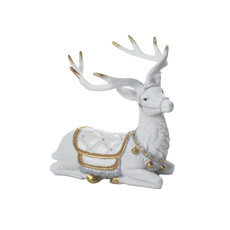 Imagem de RENA DECORATIVA DEITADA COR BRANCO E DOURADO DE RESINA 18X13X21CM - TOK DA CASA  - Oliver Comercio E Distribuicao De Artigo Domestico