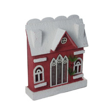 Imagem de CASINHA LATALINA COM LED EM MANDEIRA COR VERMELHO E BRANCO 30X11X25CM - TOK DA CASA  - Oliver Comercio E Distribuicao De Artigo Domestico