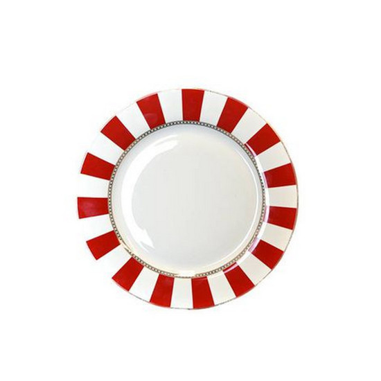 Imagem PRATO RASO NATALINO COR BRANCO E VERMELHO DE PORCELANA 27X27X2CM - TOK DA CASA 