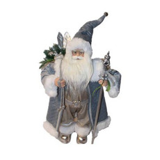 Imagem de PAPAI NOEL DECORATIVO COM SACO DE PRESENTES EM PÉ COR AZUL, PRATEADO E BEGE 45CM - TOK DA CASA  - Oliver Comercio E Distribuicao De Artigo Domestico