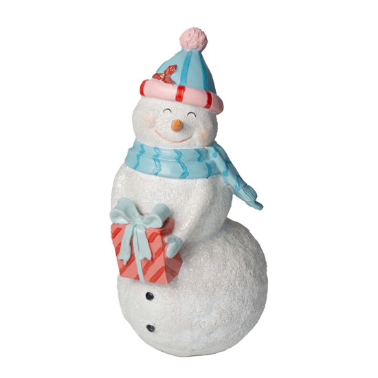 Imagem BONECO DE NEVE DECORATIVO COM PRESENTE DE RESINA 16X16X35CM - CROSS 