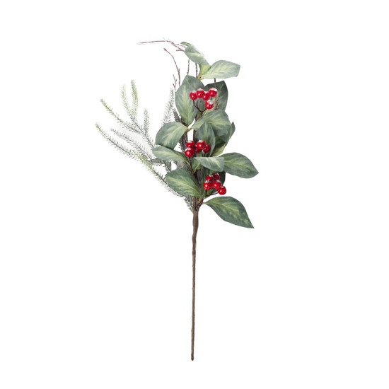 Imagem FOLHAGEM ARTIFICIAL NATALINO COR VERDE COM FRUTAS VERMELHA 55CM - GRILLO 54798