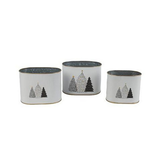 Imagem JOGO DE VASOS DECORATIVO COR BRANCO COM ÁRVORES DE NATAL 3 PEÇAS - TOK DA CASA 