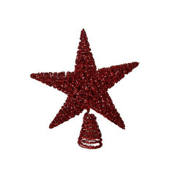 Imagem PONTEIRA EM FORMATO DE ESTRELA COR VERMELHO COM GLITTER 24CM - TOK DA CASA 