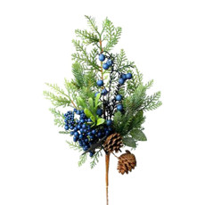 Imagem de GALHO DECORORATIVO COM PINHAS E FRUTAS AZUL 55CM - TOK DA CASA  - Oliver Comercio E Distribuicao De Artigo Domestico