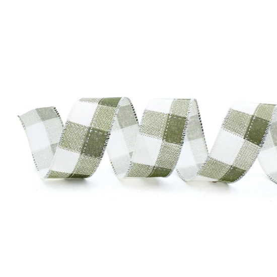 Imagem FITA NATALINA XADREZ COR VERDE E BRANCO 3,8CM X 9,14 METROS - CROMUS 