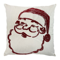 Imagem de ALMOFADA VELUDO OFF COM BORDADO BOUCLE MESCLA PAPAI NOEL COR BRANCO E VERMELHO 45X45CM DECORTEXTIL  - B H Turqueto Decoracoes Me