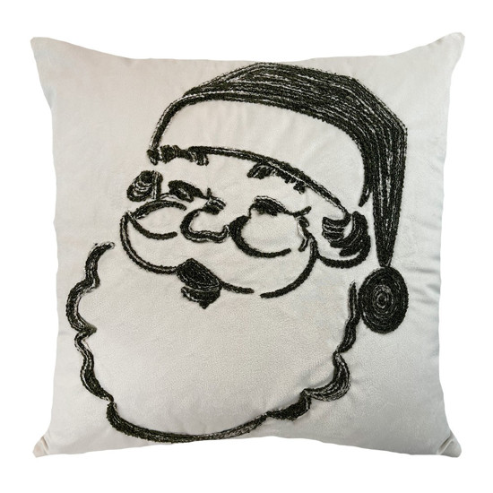 Imagem ALMOFADA VELUDO OFF COM BORDADO BOUCLE MESCLA PAPAI NOEL 45X45CM COR BRANCO - DECORTEXTIL 