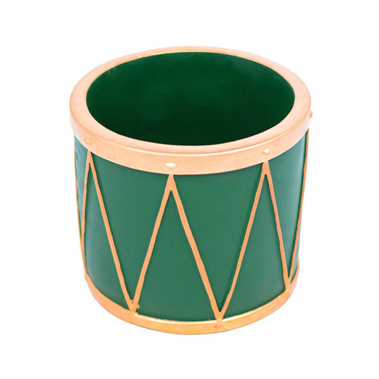 Imagem VASO DE CERÂMICA NATALINO COR VERDE E DOURADO 13CM - TOK DA CASA 